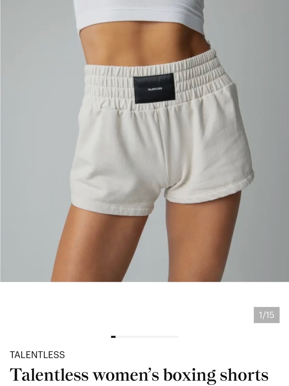 TALENTLESS Cream High-Waist Boxing Shorts